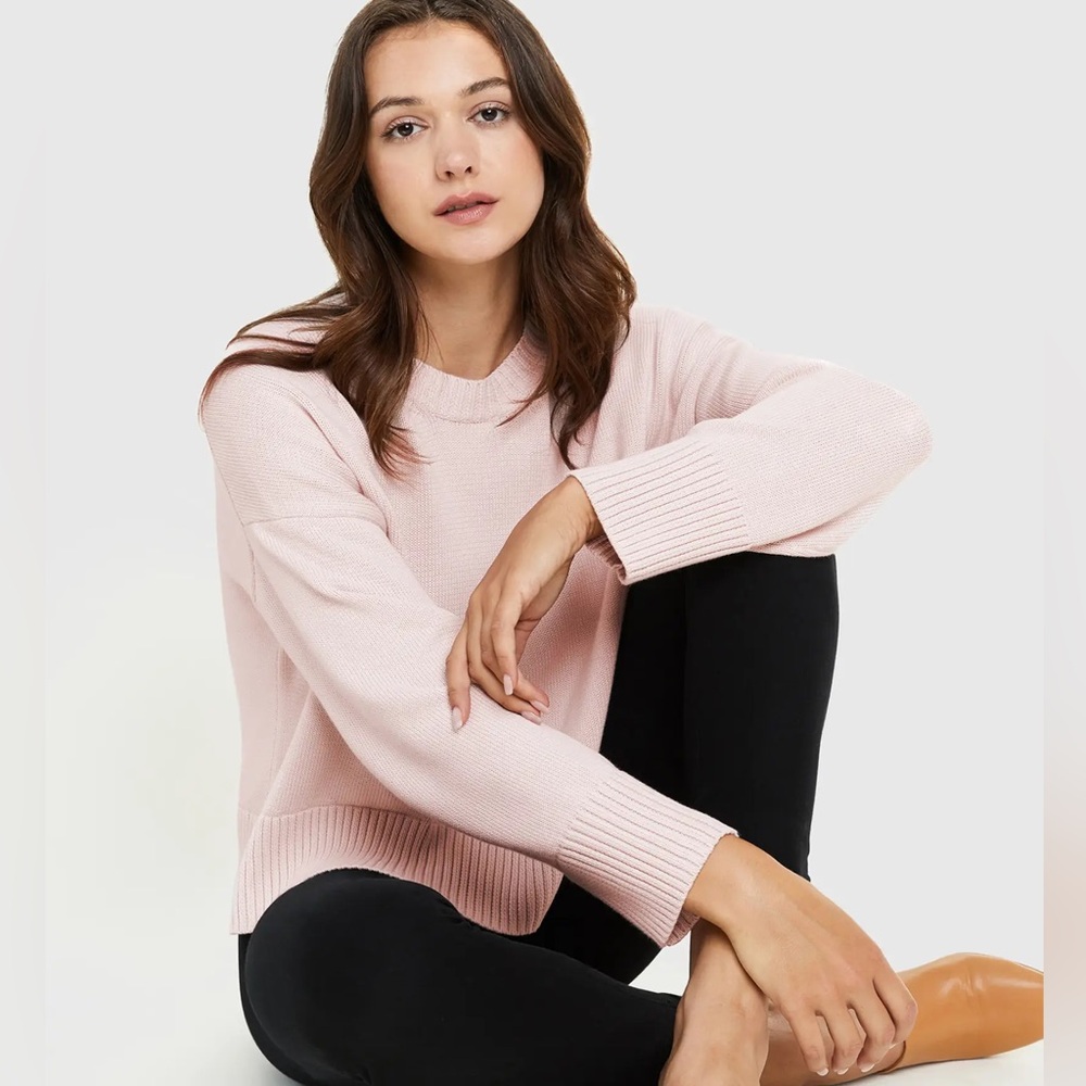 Quince 100% Organic Cotton Boyfriend Crew Sweater Soft Pink Sz M NWOT